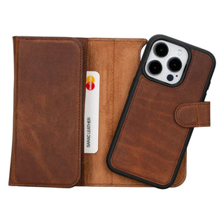Bouletta Phone Case Saddle Brown Santa iPhone 15 Pro Leather Detachable Wallet Case Premium Koruma