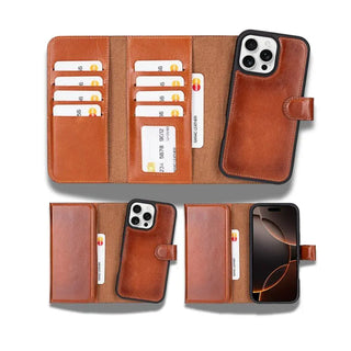 Bouletta Phone Case Tan Santa iPhone 16 Pro Leather Detachable Wallet Case Premium Koruma