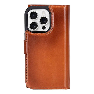 Bouletta Phone Case Tan Santa iPhone 16 Pro Leather Detachable Wallet Case Premium Koruma