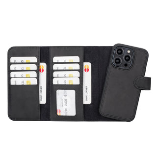 Bouletta Phone Case Black Santa iPhone 16 Pro Max Leather Detachable Wallet Case Premium Koruma