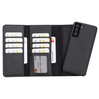 Bouletta Phone Case Black Santa Samsung Galaxy S21 Plus Leather Detachable Wallet Case Premium Koruma