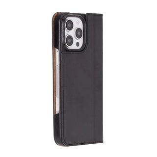 Bouletta Phone Case Black Sonat Leather iPhone 16 Pro Folio Case Premium Koruma