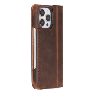 Bouletta Phone Case Saddle Brown Sonat Leather iPhone 16 Pro Max Folio Case Premium Koruma