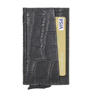 Bouletta Card Holder Crocodile Black Torres Leather Pop-up Card Holder Premium Koruma