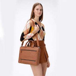 Bouletta Laptop Briefcase Truro Leather Business Briefcase / Laptop Case 13" with Suitcase Premium Koruma