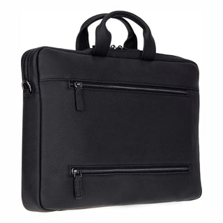 Bouletta Laptop Briefcase Black Truro Leather Business Briefcase / Laptop Case 13" with Suitcase Premium Koruma