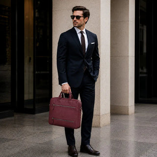 Bouletta Laptop Briefcase Truro Leather Business Briefcase / Laptop Case 16" with Suitcase Premium Koruma