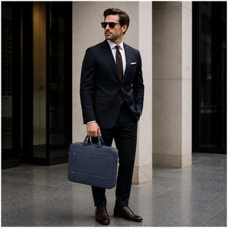 Bouletta Laptop Briefcase Truro Leather Business Briefcase / Laptop Case 16" with Suitcase Premium Koruma