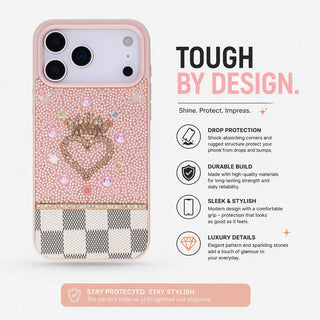 Bouletta Phone Case Vissel Heart Crystal Luxury Case for iPhone 17 Pro Premium Koruma