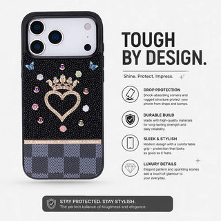 Bouletta Phone Case Vissel Heart Crystal Luxury Case for iPhone 17 Pro Premium Koruma