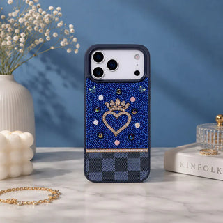 Bouletta Phone Case Blue Vissel Heart Crystal Luxury Case for iPhone 17 Pro Max Premium Koruma