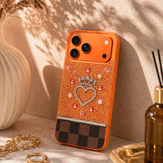 Bouletta Phone Case Orange Vissel Heart Crystal Luxury Case for iPhone 17 Pro Premium Koruma