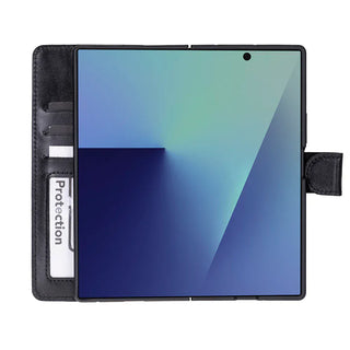 Bouletta Phone Case Black Wallet ID Leather Samsung Galaxy Z Fold7 Folio Case Premium Koruma