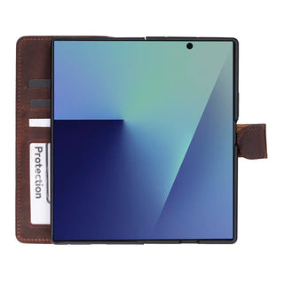 Bouletta Phone Case Saddle Brown Wallet ID Leather Samsung Galaxy Z Fold7 Folio Case Premium Koruma