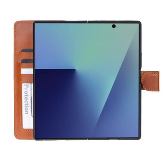 Bouletta Phone Case Tan Wallet ID Leather Samsung Galaxy Z Fold7 Folio Case Premium Koruma