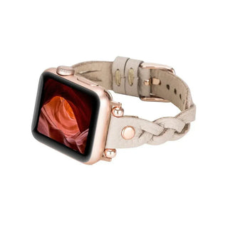 Bouletta Watch Band Wanda Braided Leather Apple Watch Band with Rose Gold Trok Premium Koruma