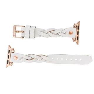 Bouletta Watch Band Wanda Braided Leather Apple Watch Band with Rose Gold Trok Premium Koruma