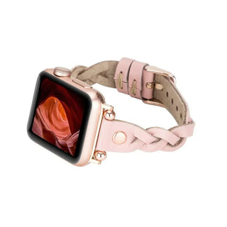 Bouletta Watch Band Wanda Braided Leather Apple Watch Band with Rose Gold Trok Premium Koruma