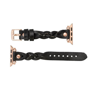 Bouletta Watch Band Wanda Braided Leather Apple Watch Band with Rose Gold Trok Premium Koruma