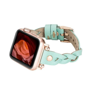 Bouletta Watch Band Wanda Braided Leather Apple Watch Band with Rose Gold Trok Premium Koruma