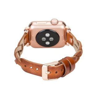 Bouletta Watch Band Wanda Braided Leather Apple Watch Band with Rose Gold Trok Premium Koruma