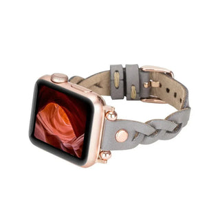 Bouletta Watch Band Wanda Braided Leather Apple Watch Band with Rose Gold Trok Premium Koruma