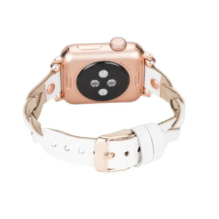 Bouletta Watch Band Wanda Braided Leather Apple Watch Band with Rose Gold Trok Premium Koruma