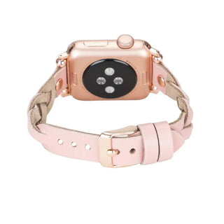 Bouletta Watch Band Wanda Braided Leather Apple Watch Band with Rose Gold Trok Premium Koruma
