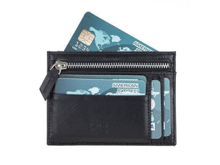 Bouletta Card Holder Black Zip Card Leather Holder Premium Koruma