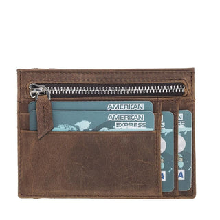 Bouletta Card Holder Saddle Brown Zip Card Leather Holder Premium Koruma