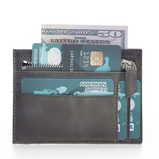Bouletta Card Holder Sandy Gray Zip Card Leather Holder Premium Koruma