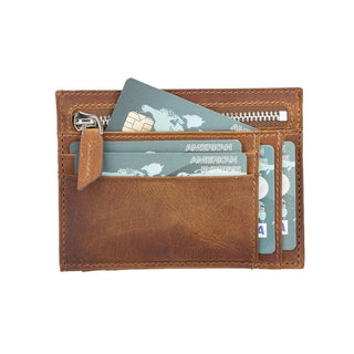 Bouletta Card Holder Sandy Mocha Zip Card Leather Holder Premium Koruma