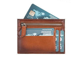 Bouletta Card Holder Tan Zip Card Leather Holder Premium Koruma