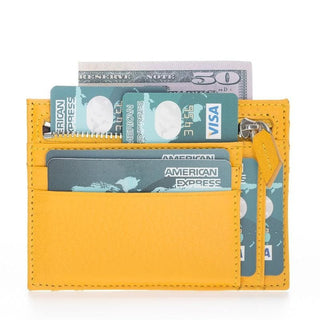 Bouletta Card Holder Yellow Zip Card Leather Holder Premium Koruma