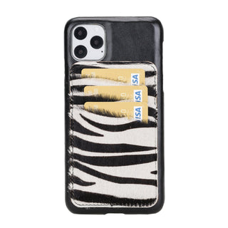 Bouletta Cep Telefonu Kılıfları iPhone 11 Pro Max / RST1/Zebra Apple iPhone 11 Serisi Çıkarılabilir Kartlıklı Deri Arka Kapak