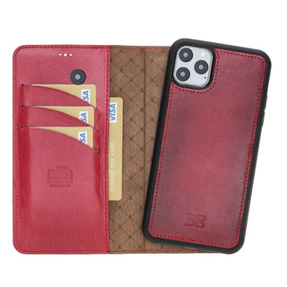 Bouletta Cep Telefonu Kılıfları iPhone 11 Pro Max / Kırmızı Apple iPhone 11 Serisi Cüzdanlı Çıkarılabilir Deri Kılıf