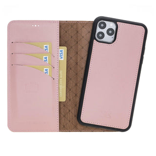 Bouletta Cep Telefonu Kılıfları iPhone 11 Pro Max / Pembe Apple iPhone 11 Serisi Cüzdanlı Çıkarılabilir Deri Kılıf
