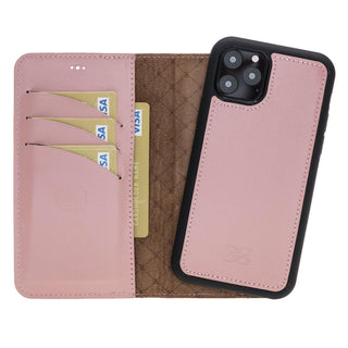 Bouletta Cep Telefonu Kılıfları iPhone 11 Pro / Pembe Apple iPhone 11 Serisi Cüzdanlı Çıkarılabilir Deri Kılıf Premium Koruma