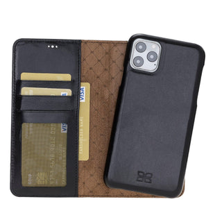 Bouletta Cep Telefonu Kılıfları iPhone 11 Pro Max / Siyah Apple iPhone 11 Serisi Cüzdanlı Çıkarılabilir Tam Kaplama Deri Kılıf