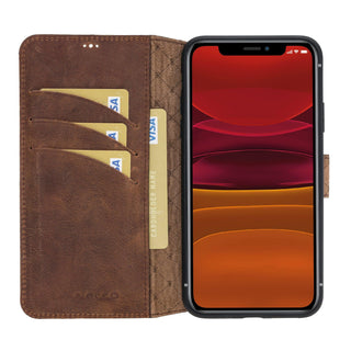 Bouletta Cep Telefonu Kılıfları iPhone 11 Pro / Antik Kahve Apple iPhone 11 Serisi Cüzdanlı Deri Kılıf