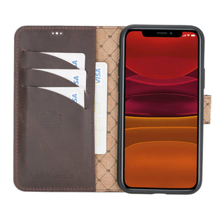 Bouletta Cep Telefonu Kılıfları iPhone 11 Pro / Koyu Kahve Apple iPhone 11 Serisi Cüzdanlı Deri Kılıf