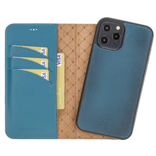 Bouletta Cep Telefonu Kılıfları iPhone 12 Pro Max / Mavi Apple iPhone 12 Serisi Cüzdanlı Çıkarılabilir Deri Kılıf