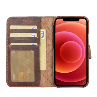 Bouletta Cep Telefonu Kılıfları Apple iPhone 12 Serisi Cüzdanlı Çıkarılabilir Tam Kaplama Deri Kılıf Premium Koruma