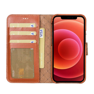 Bouletta Cep Telefonu Kılıfları Apple iPhone 12 Serisi Cüzdanlı Çıkarılabilir Tam Kaplama Deri Kılıf Premium Koruma