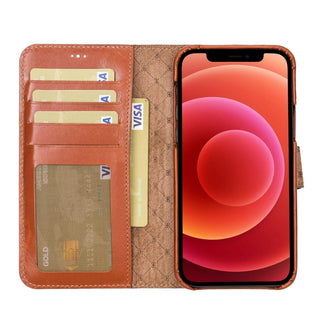 Bouletta Cep Telefonu Kılıfları Apple iPhone 12 Serisi Cüzdanlı Çıkarılabilir Tam Kaplama Deri Kılıf Premium Koruma