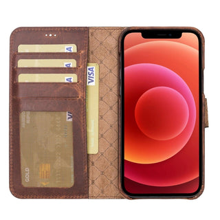Bouletta Cep Telefonu Kılıfları Apple iPhone 12 Serisi Cüzdanlı Çıkarılabilir Tam Kaplama Deri Kılıf Premium Koruma