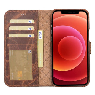 Bouletta Cep Telefonu Kılıfları Apple iPhone 12 Serisi Cüzdanlı Çıkarılabilir Tam Kaplama Deri Kılıf Premium Koruma