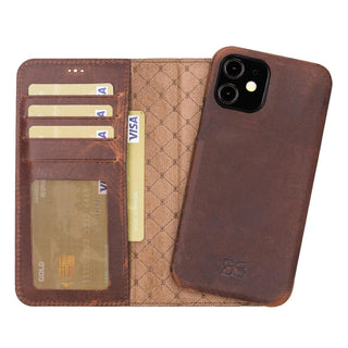 Bouletta Cep Telefonu Kılıfları iPhone 12 / 12 Pro / Koyu Kahve Apple iPhone 12 Serisi Cüzdanlı Çıkarılabilir Tam Kaplama Deri Kılıf Premium Koruma