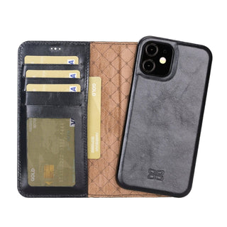 Bouletta Cep Telefonu Kılıfları iPhone 12 / 12 Pro / Siyah Apple iPhone 12 Serisi Cüzdanlı Çıkarılabilir Tam Kaplama Deri Kılıf Premium Koruma