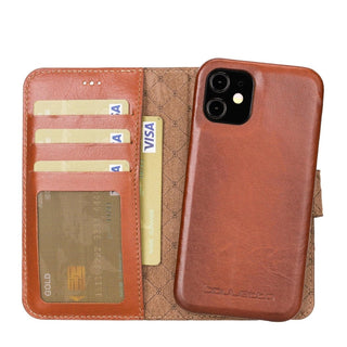 Bouletta Cep Telefonu Kılıfları iPhone 12 Mini / Efektli Taba Apple iPhone 12 Serisi Cüzdanlı Çıkarılabilir Tam Kaplama Deri Kılıf Premium Koruma